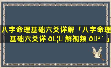 八字命理基础六爻详解「八字命理基础六爻详 🦅 解视频 🪴 」